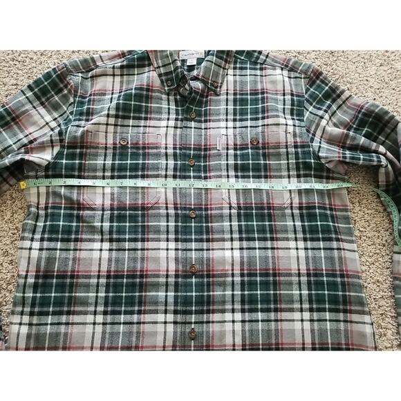 Mens L Carhartt Plaid Button Up Flannel Shirt Long Sleeve Relaxed Fit NWOT - Picture 9 of 10